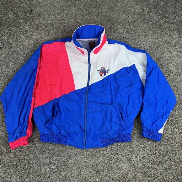 Vintage 12 Hours of Sebring Jacket Mens Large Blue White Racing Windbreaker 90s - Picture 1 of 15